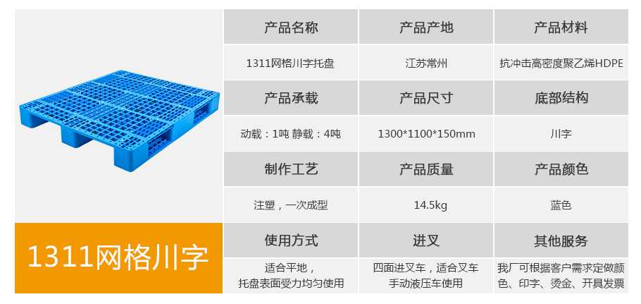 軒盛塑業(yè)1311網(wǎng)格川字塑料托盤