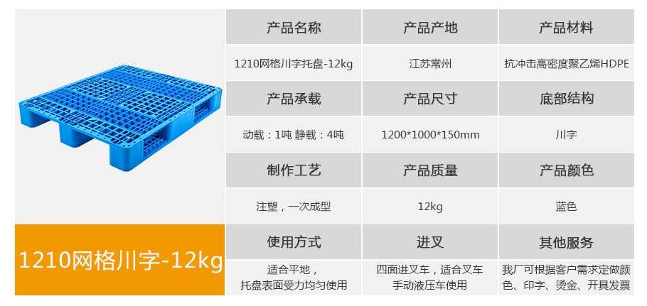 軒盛塑業(yè)1210網(wǎng)格川字塑料托盤(pán)12kg