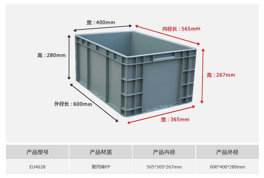 軒盛塑業(yè)EU4628塑料物流箱