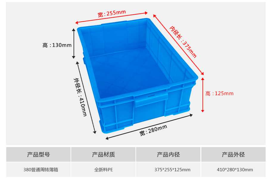 軒盛塑業(yè)380塑料周轉(zhuǎn)箱薄箱