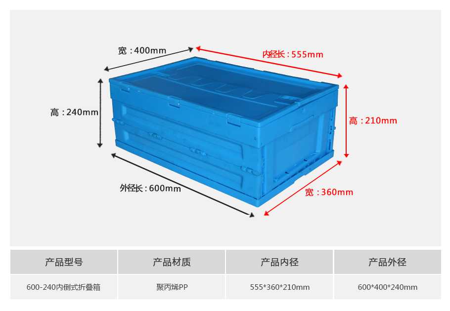 軒盛塑業(yè)600-240塑料內(nèi)倒式折疊周轉(zhuǎn)箱