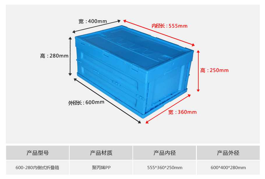 軒盛塑業(yè)600-280塑料內(nèi)倒式折疊周轉(zhuǎn)箱